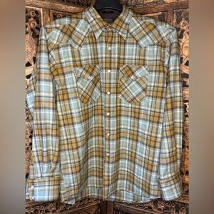Pendleton Mens Shirt Canyon High Grade Western 100% Wool Plaid Pearl Snap Size L